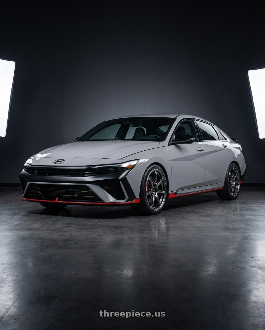 2024 Elantra N Facelift Cyber Grey with Advan Racing RG-4 5x114.3 18x8.5 +44 RACING HYPER BLACK & RING wheels