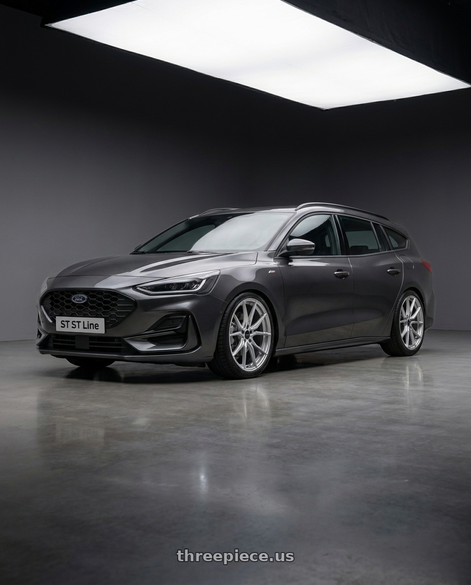 2023 Ford Focus St Line Wagon with Advanti Racing 80S Hybris 5x114.3 18x8 +35 Silver with Machined Face wheels