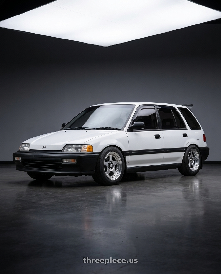 1991 Honda Civic Wagon with Work Meister Cr01 4x100 15x7+35 A Disk Bright Buff Finish wheels