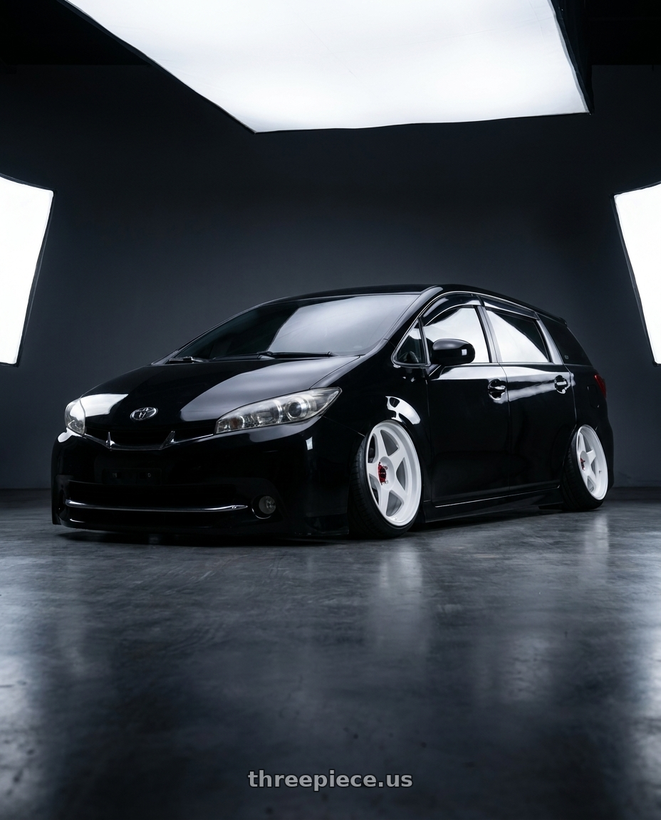 2014 Toyota Wish with R6061 Forged R1 5x100 18X8.5 +35 Championship White wheels