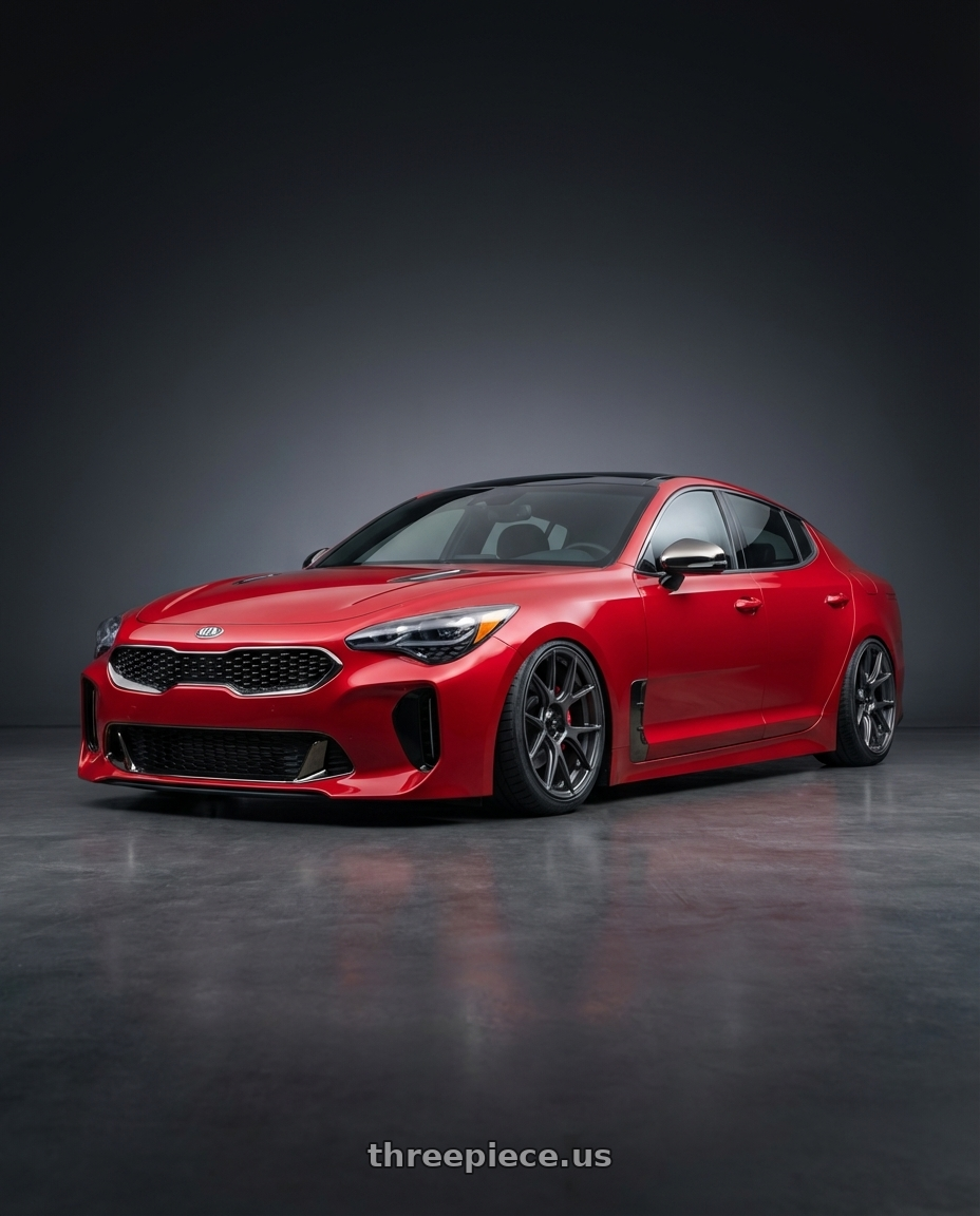 2022 Kia Stinger GT with Konig Ampliform 5x114.3 19x9.5+25 Dark Metallic Graphite wheels