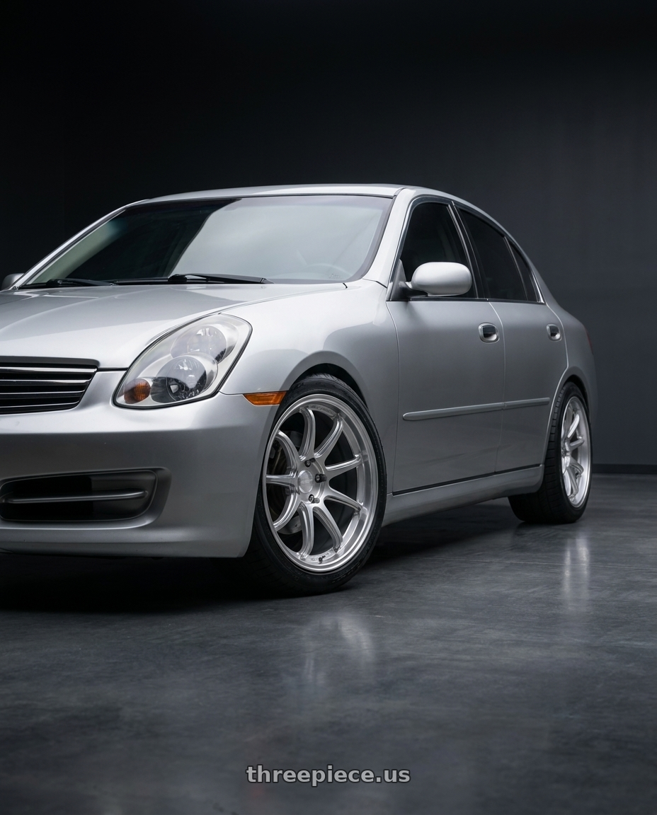 2004 Infiniti g35 sedan base model  with KATANA RACING HR06 5x114.3 18x8.5 +35 Hyper Silver wheels