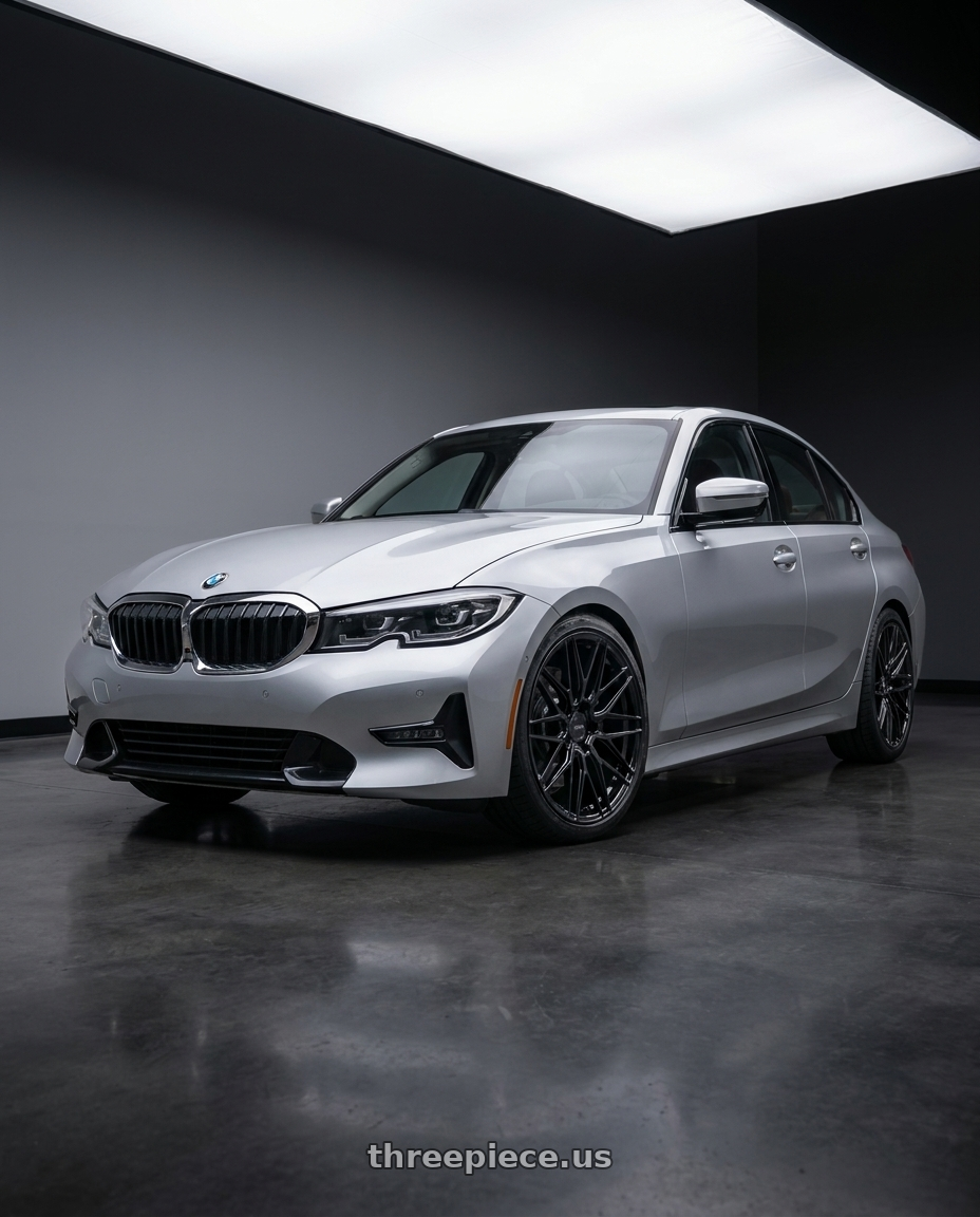 2023 BMW 3 Series G20 with F1R F103 5x112 18x8.5 +35 Gloss Black wheels