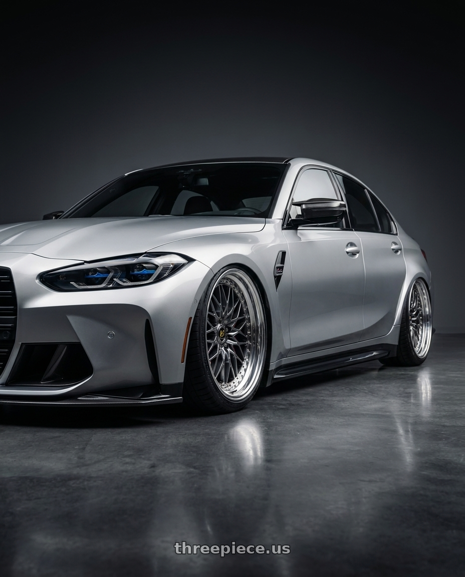 2022 m3 competition with Work Vs-Xv 5x100 18x8.5-18 A Disk Brilliant Silver Black wheels