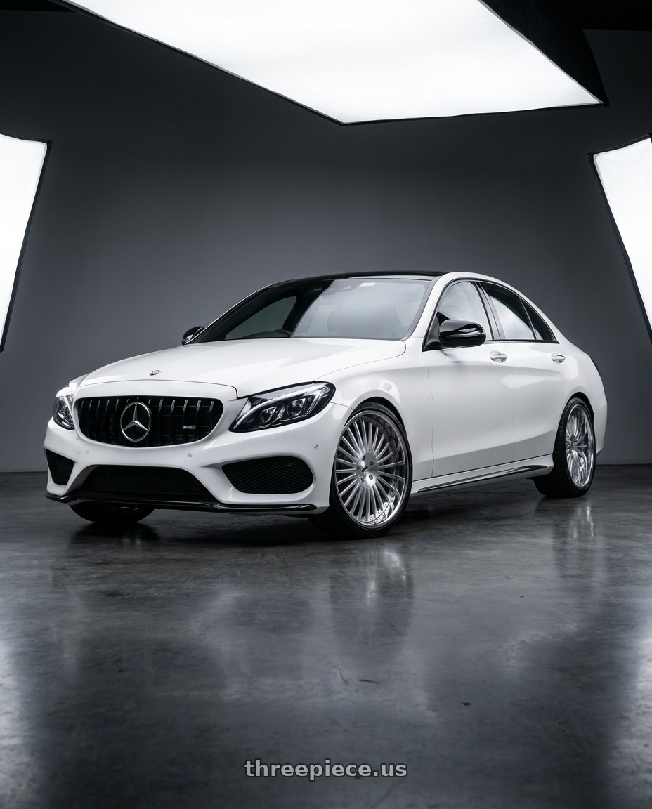 2014 W205 C250 with Amani R.E.A.L. 5x112/5x120 22x10 +38 Brush Center Chrome Lip wheels