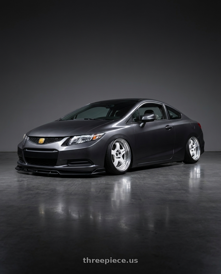 2012 Honda Civic coupe EX with Work Meister S1 3P 5x114.3 17x8+41 O Disk White wheels