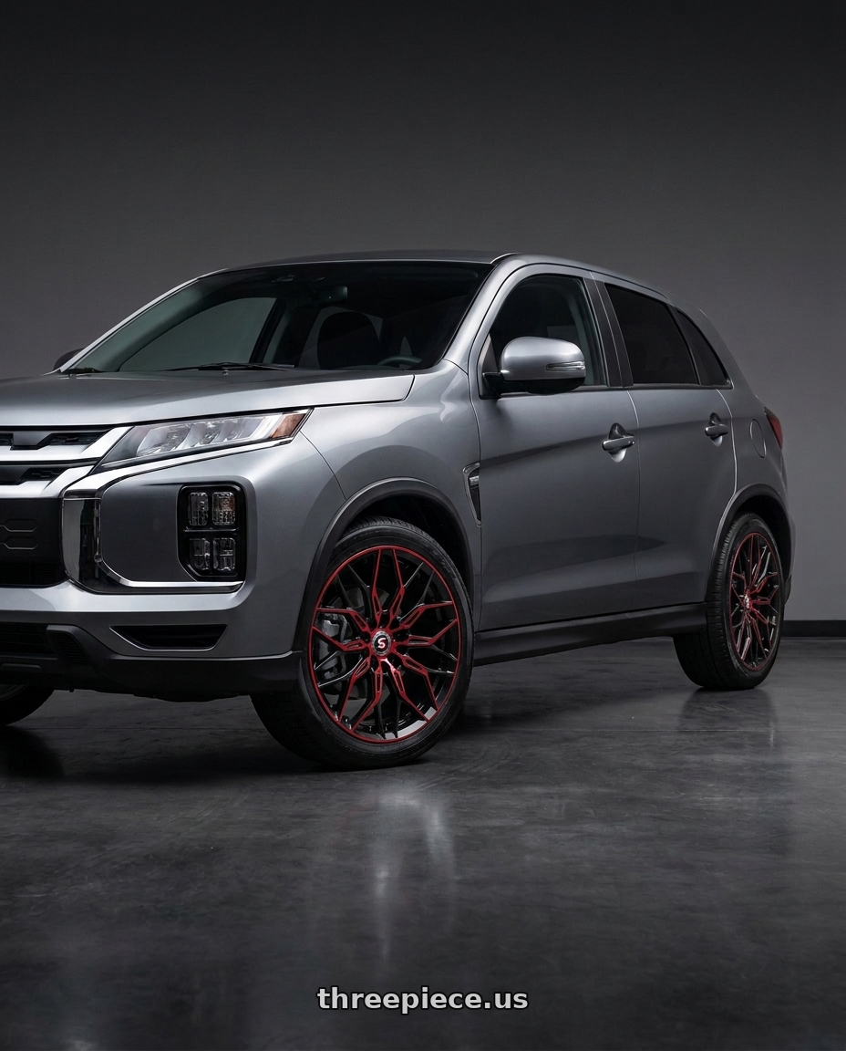 2025 mitsubishi outlander sport le with Spec-1 SP-57 5x114.3/5x120 18x8 +38 Gloss Black & Red Machined wheels