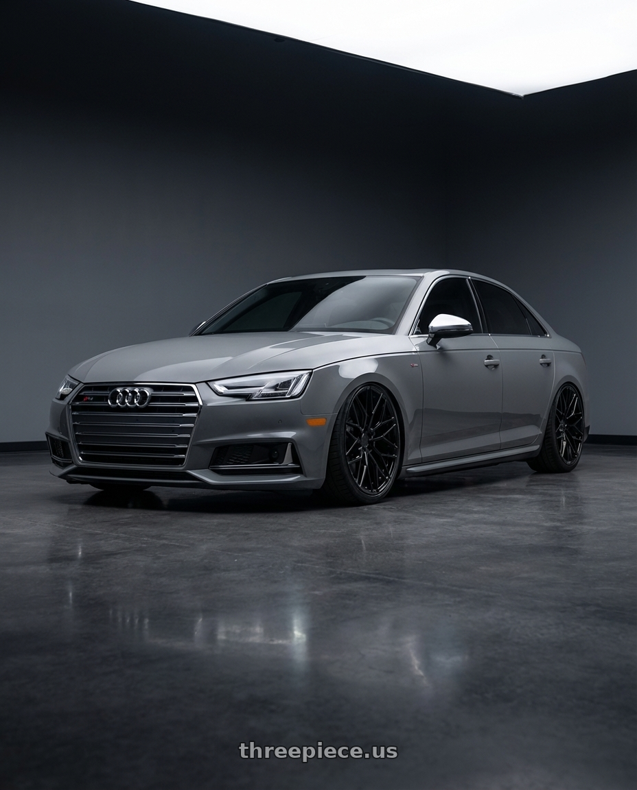 2023 Audi S4 B9 with Avant Garde Wheels M520R 5X112 20x10 +25 Gloss Black wheels