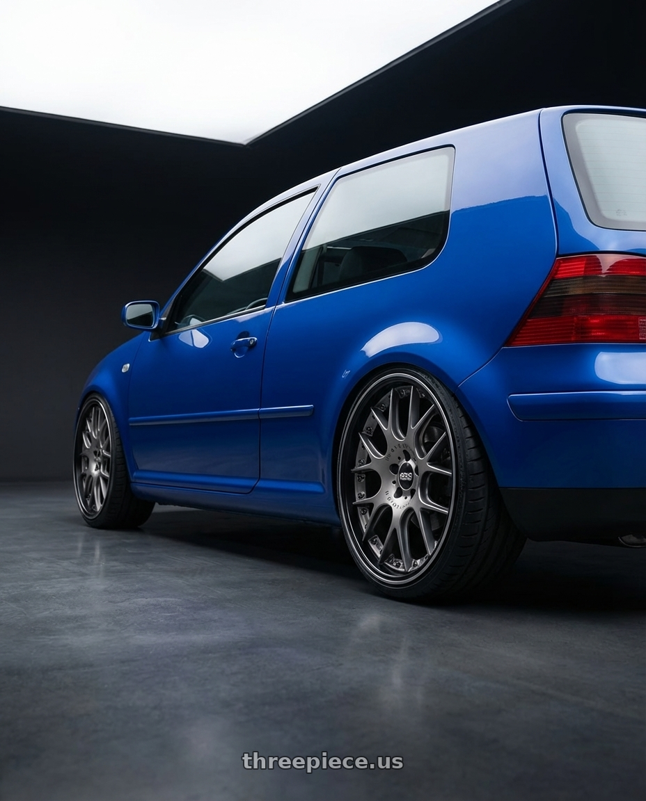 Volkswagen Golf 2003 with BBS CH-RII 5x108 22x9.5 +37 Satin Platinum Center Black Lip SS Rim Protector wheels rear three quarter view slight stretch tires