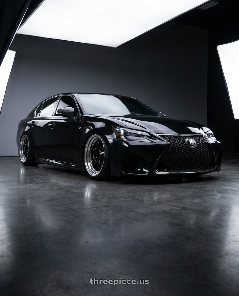 2016 Lexus GSF with Work Meister S1 3P 5x100 18x7+48 A Disk Black wheels