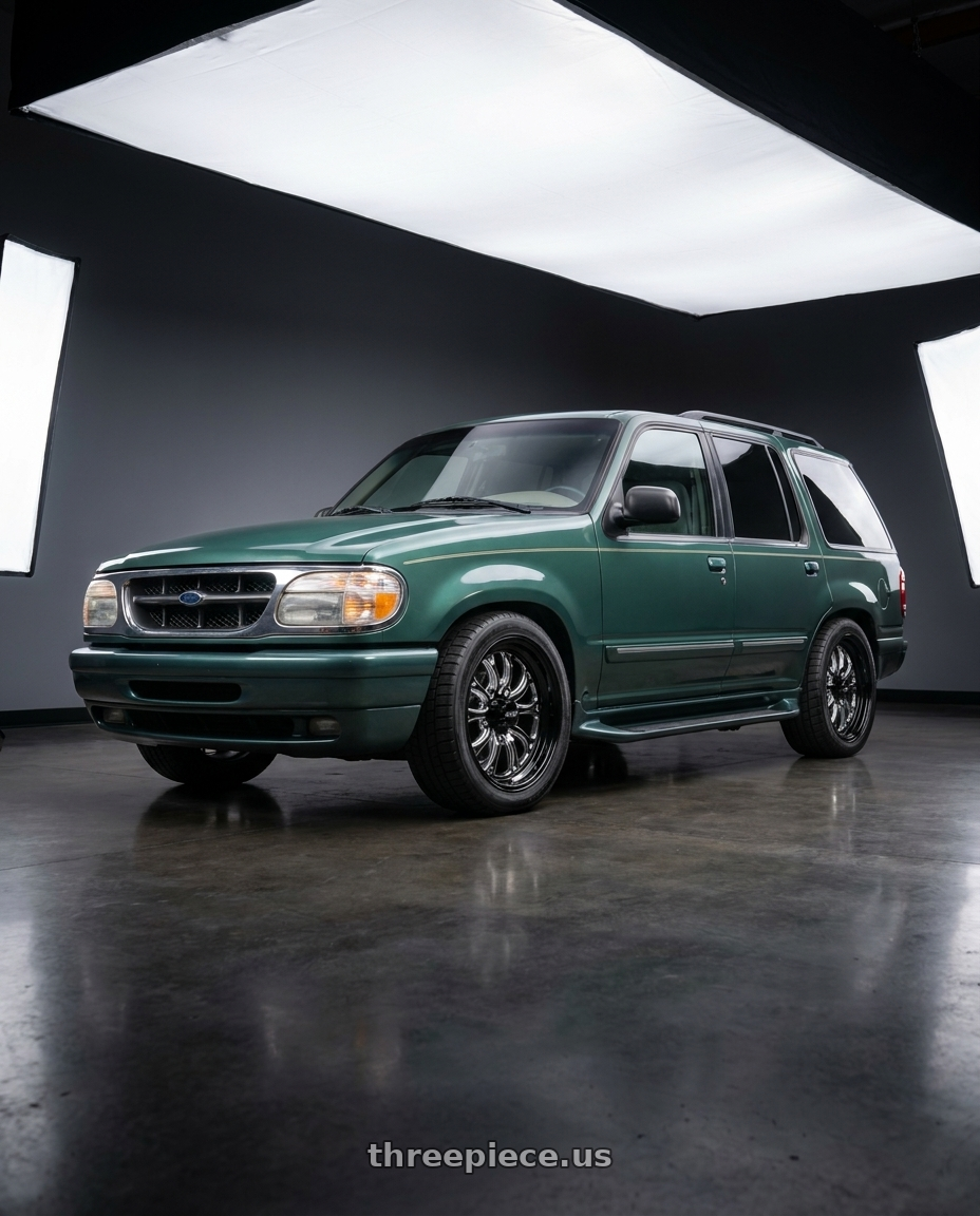 1998 Ford Explorer with Boyd Coddington BC3 Bristol 5x120.65 15x7 6 Gloss Black / Milled Spokes wheels