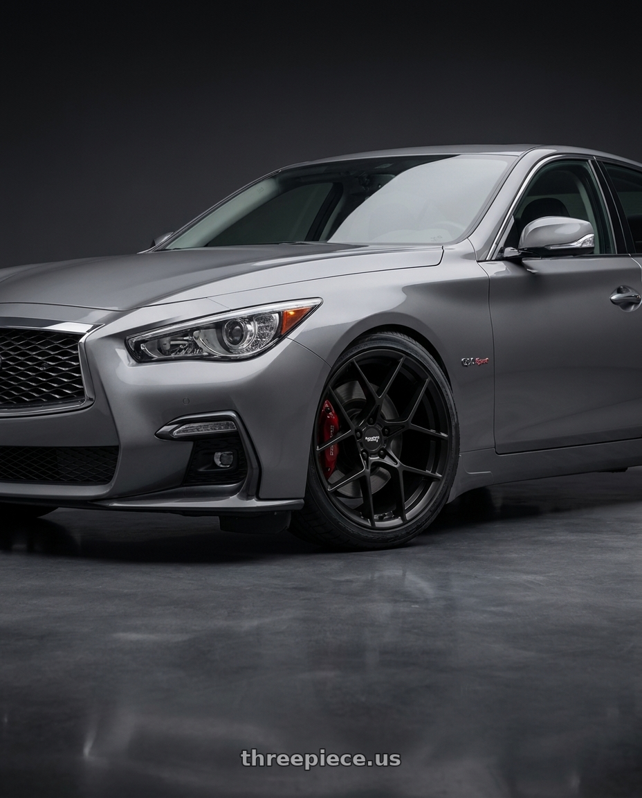 2021 Infiniti Q50 Red Sport with American Racing AR924 CROSSFIRE 5X114.3 20X10.5 +45 SATIN BLACK wheels