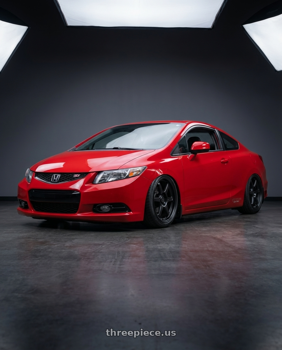 2015 Honda Civic Si with Konig Backbone 5x114.3 18x8+35 Matte Black Milling Logo on Spoke wheels