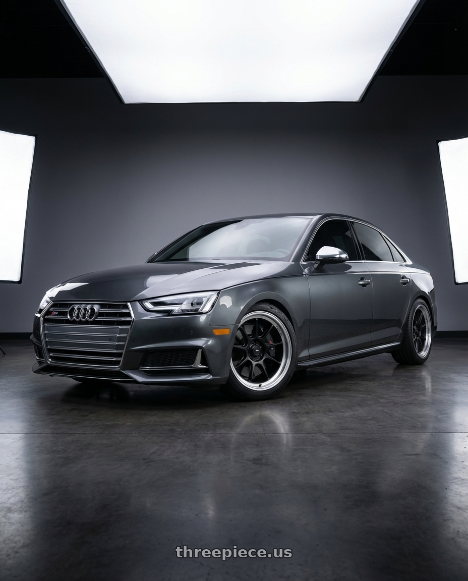 2023 Audi S4 B9 with Konig Countergram 5x112 19x9.5+30 Matte Black / Matte Machined Lip wheels