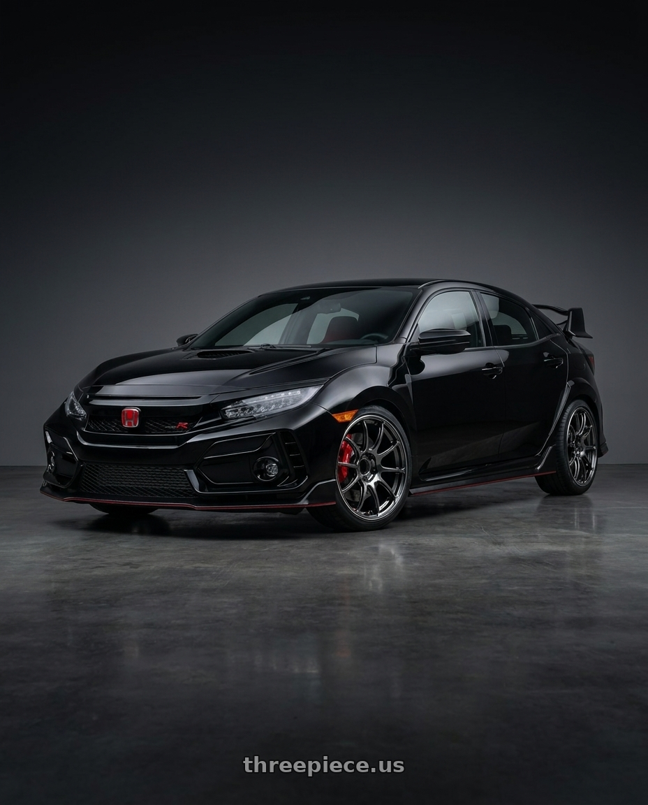 2021 Honda Civic Type R with Advan RZ II 5x120 19x8.5+35 Racing Hyper Black And Ring wheels