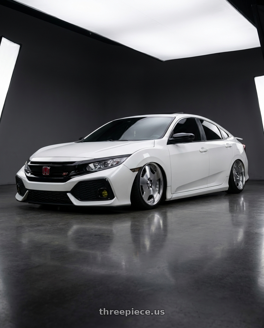 2018 honda civic si with Work Lanvec Ld1 5x114.3 18x7+38 A Disk Machine Silver Polish wheels