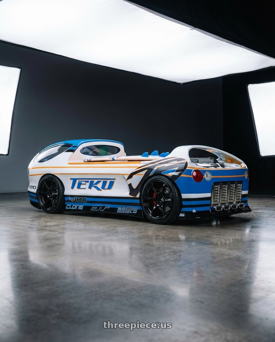 2003 dodge deora with Advan RGIII 5x114.3 19x9.0+35 Gloss Black wheels rear three quarter view square tires