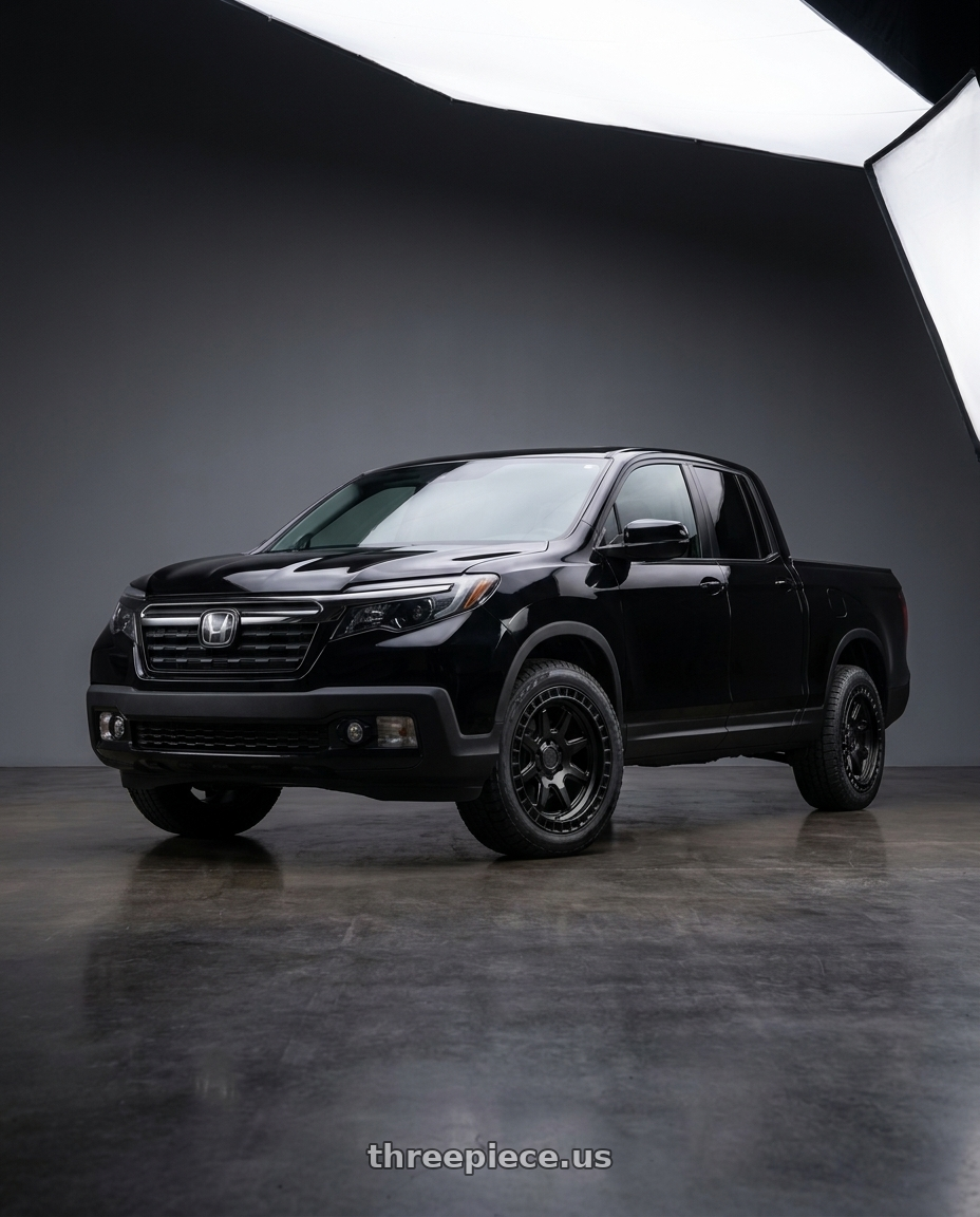 2021 Honda Ridgeline Sport fitted with Black Rhino CALICO 5X120 17X8.5 +34 MATTE BLACK $388 wheels