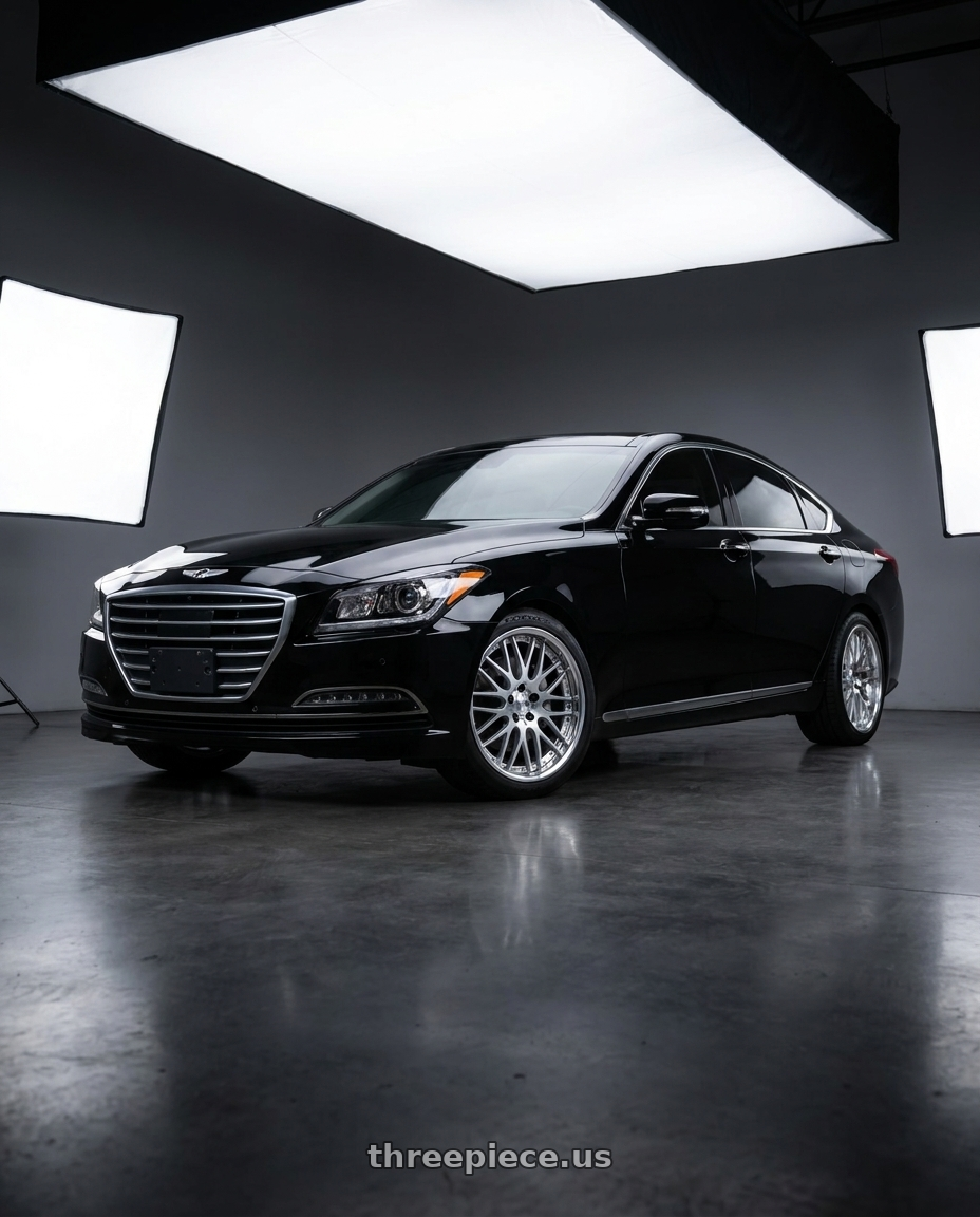 2016 hyundai genesis 3 8 with Work Lanvec Lm1 5x114.3 19x8.5+38 O Disk Machine Silver Polish wheels