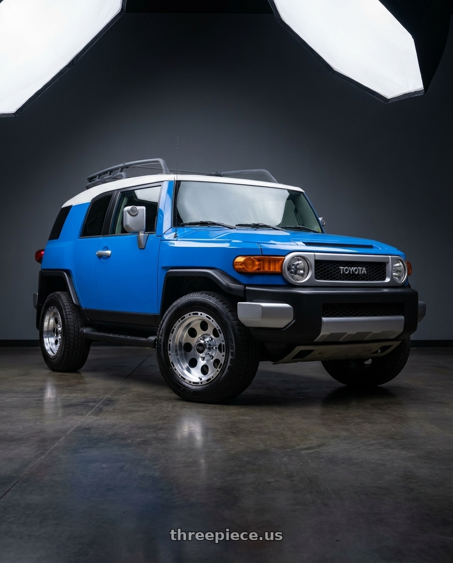 2007 Toyota FJ Cruiser with Scale 4X4 S52 6x139.7 16x10 -27 Glossy Black w/Machined Face wheels