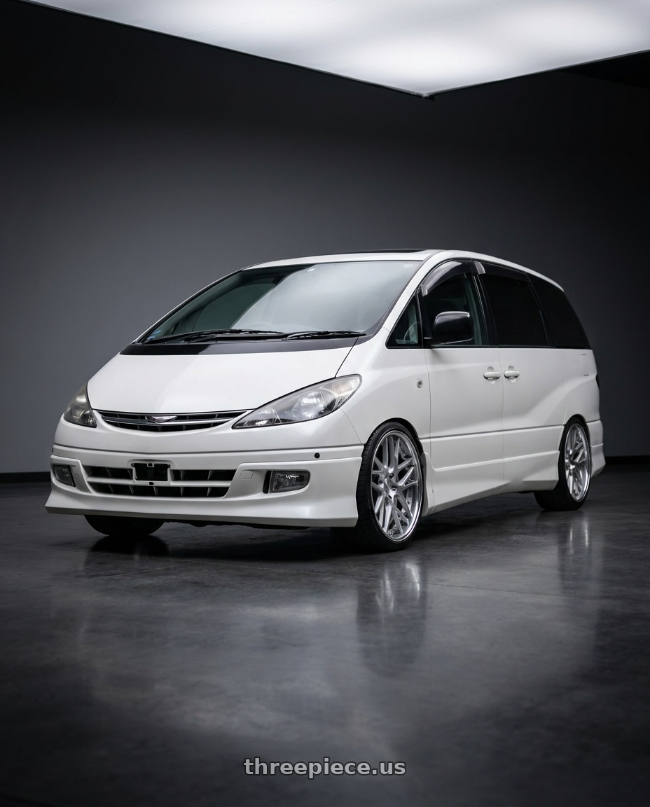 2000 toyota estima acr30w with Work Gnosis Cvx 5x114.3 19x8+38 A Disk Brush Silver Clear wheels