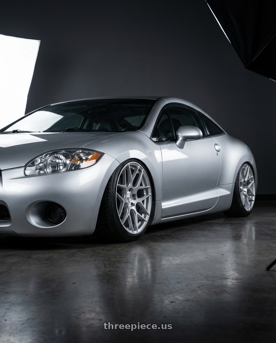 2010 Mitsubishi Eclipse with Aodhan AFF2 5x114.3 19x8.5+35 Gloss Silver Machined Face wheels