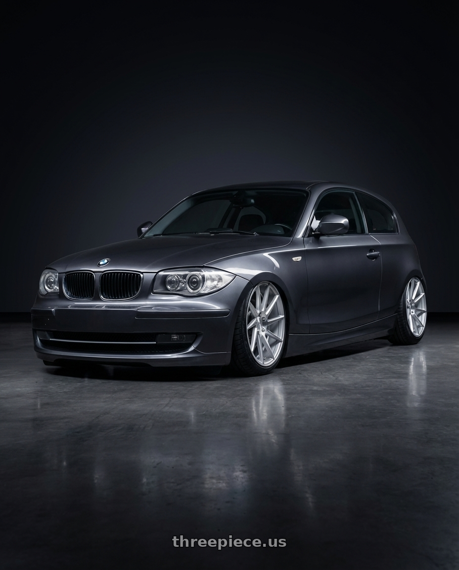 2012 BMW 1 Series E82 with Niche 1PC M112 SURGE 5X120 19X8.5 +35 GLOSS SILVER MACHINED wheels
