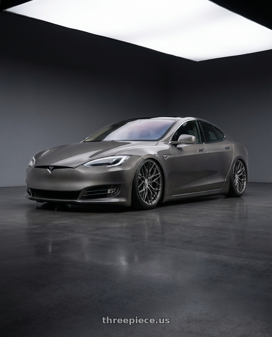 2018 Tesla Model S with Avant Garde Wheels M520R 5X120 21x12 +52 Dark Graphite Metallic wheels