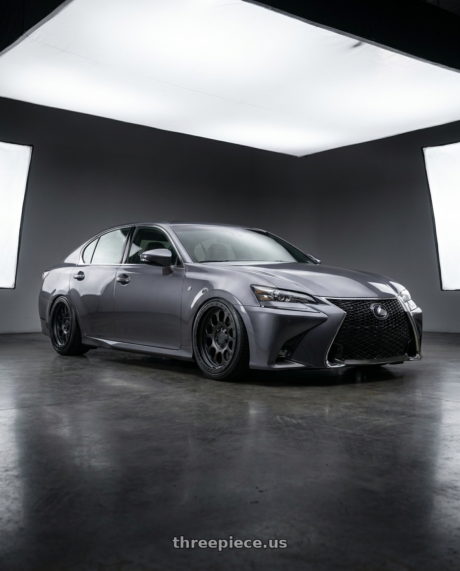 2017 Lexus gs300 f sport with LOCK OFFROAD 50CAL 5x127 17x9 -12 Matte Black W Matte Black Ring wheels