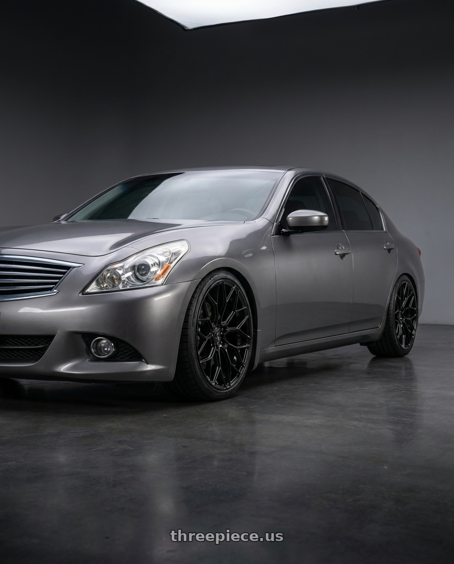 2011 infiniti g37 sedan with DOLCE PERFORMANCE PISTA 5x112 19x8.5 +28 Gloss Black wheels