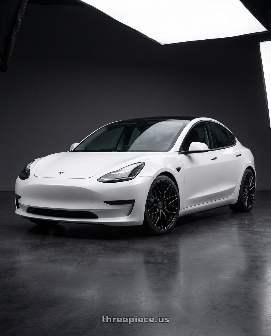 2023 Tesla Model 3 with Avant Garde Wheels M520R 5X114.3 19x8.5 +35 Gloss Black wheels
