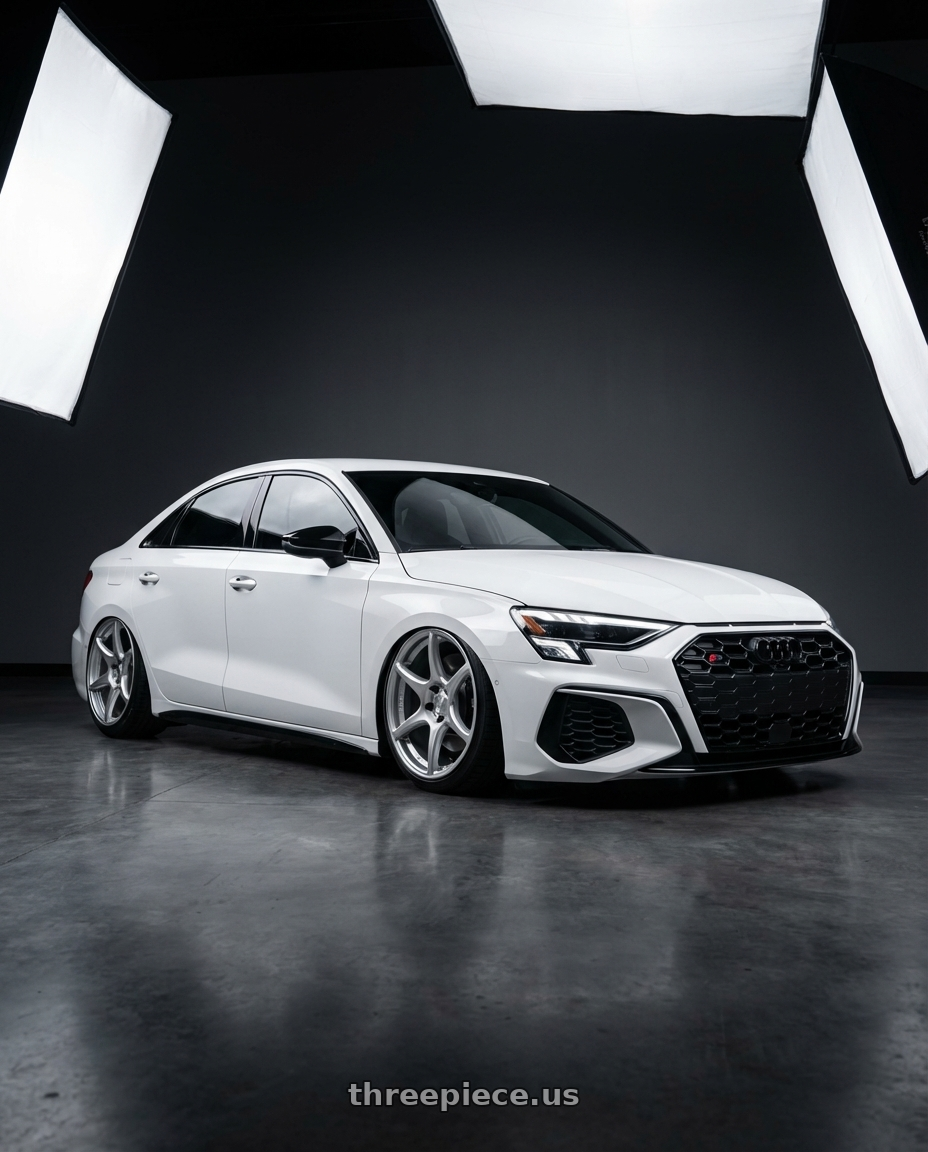 2024 Audi S3 8Y with Kansei K11S Tandem 5X112 19x10.5 22 Hyper Silver wheels