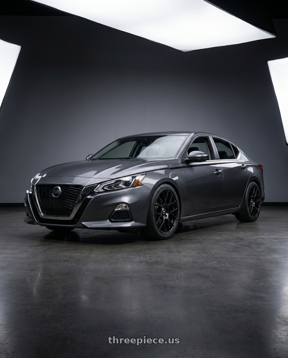 2021 Nissan Altima SV with Enkei Raijin 5x114.3 18x8+40 Matte Black wheels