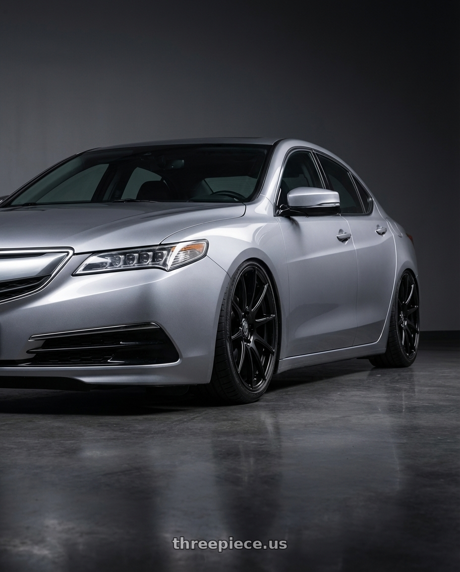 2019 Acura TLX with Forgestar CF10 5x114.3 20x9.5 +29 Gloss Black wheels front three quarter view stanced stance