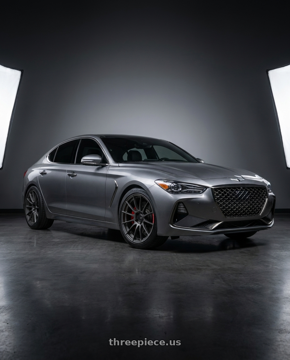 2019 Genesis G70 with Enkei RS05-RR 5x112 18x10+32 Matte Gunmetal wheels