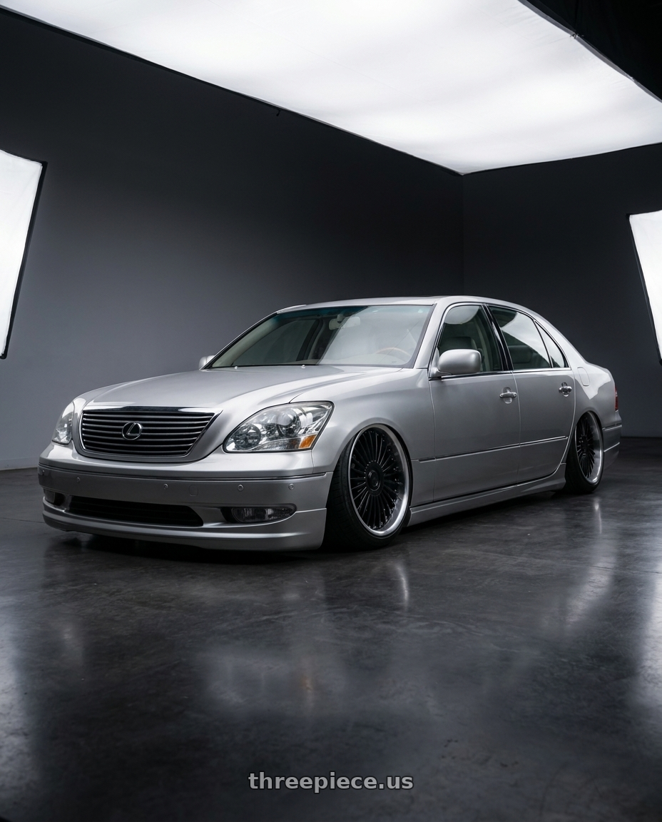 2003 Lexus Ls430 UL with MRR VP4 5x114.3 19x9.5 +20 Black Machined Lip wheels