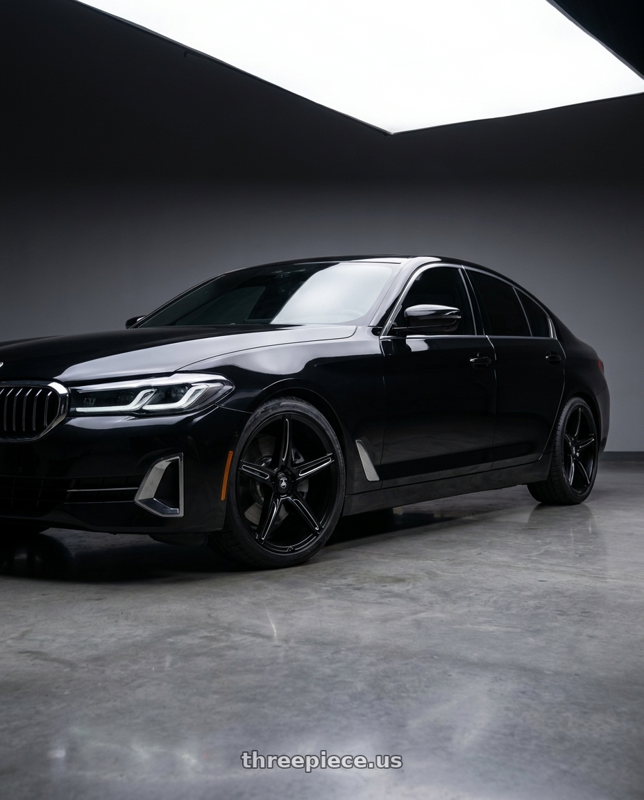 2021 Bmw 530 xdrive with Asanti Black ABL-22 ALPHA 5 5X112 20X10.5 +38 GLOSS BLACK MILLED wheels