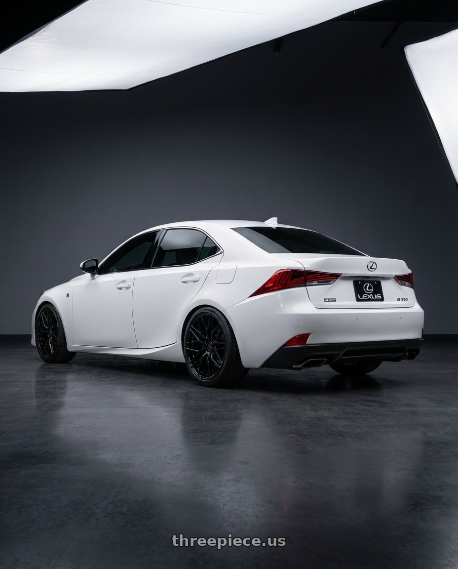 2018 Lexus IS 350 F Sport with Avant Garde Wheels M520R 5X114.3 19x8.5 +35 Gloss Black wheels rear three quarter view square tires