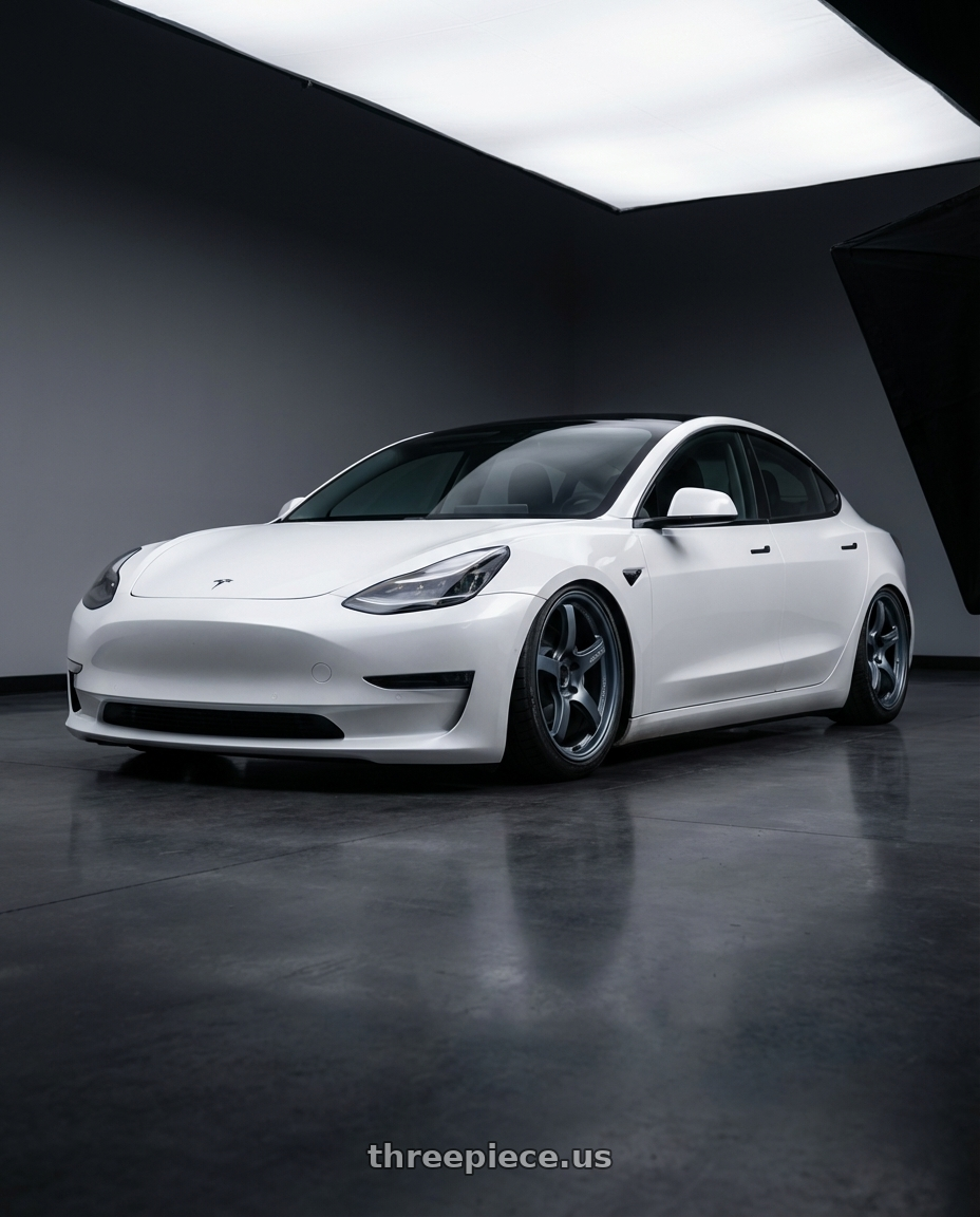 2023 Tesla Model 3 with Gram Lights 57CR 5x114.3 19x9.5+45 Gunblue II wheels