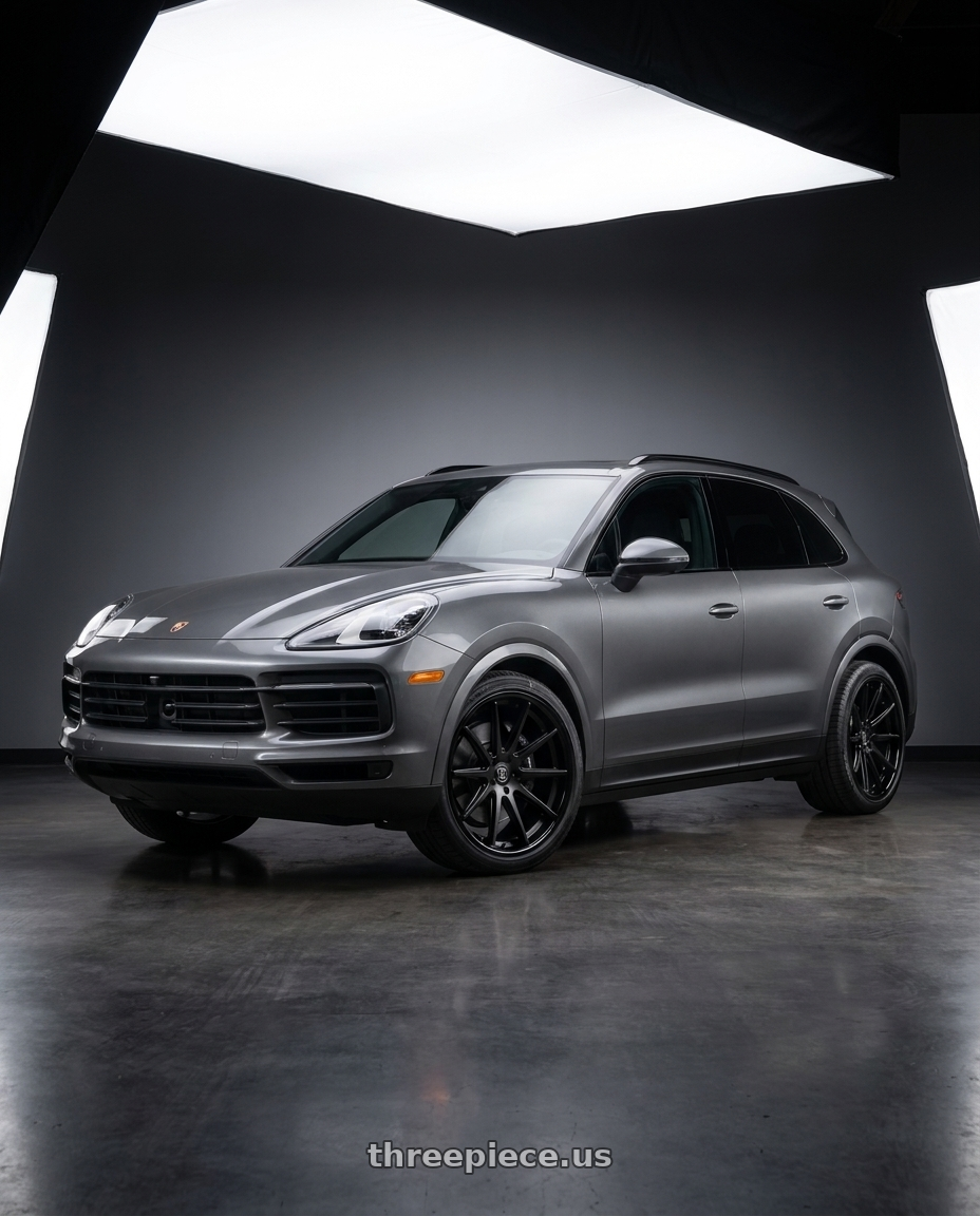 2019 Porsche Cayenne with Rohana RFC10 5x112 20x9+35 Matte Black/Gloss Black Lip wheels