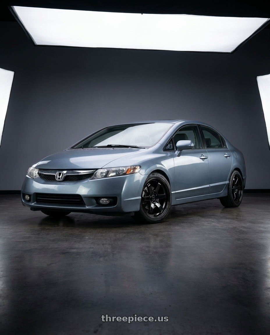2010 Honda civic with KATANA RACING KR08 5x114.3 18x8 +40 Glossy Black wheels