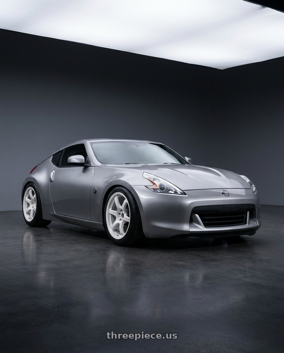 2009 Nissan 370 Z with Gram Lights 57DR 5x114.3 18x9.5+12 Ceramic Pearl wheels