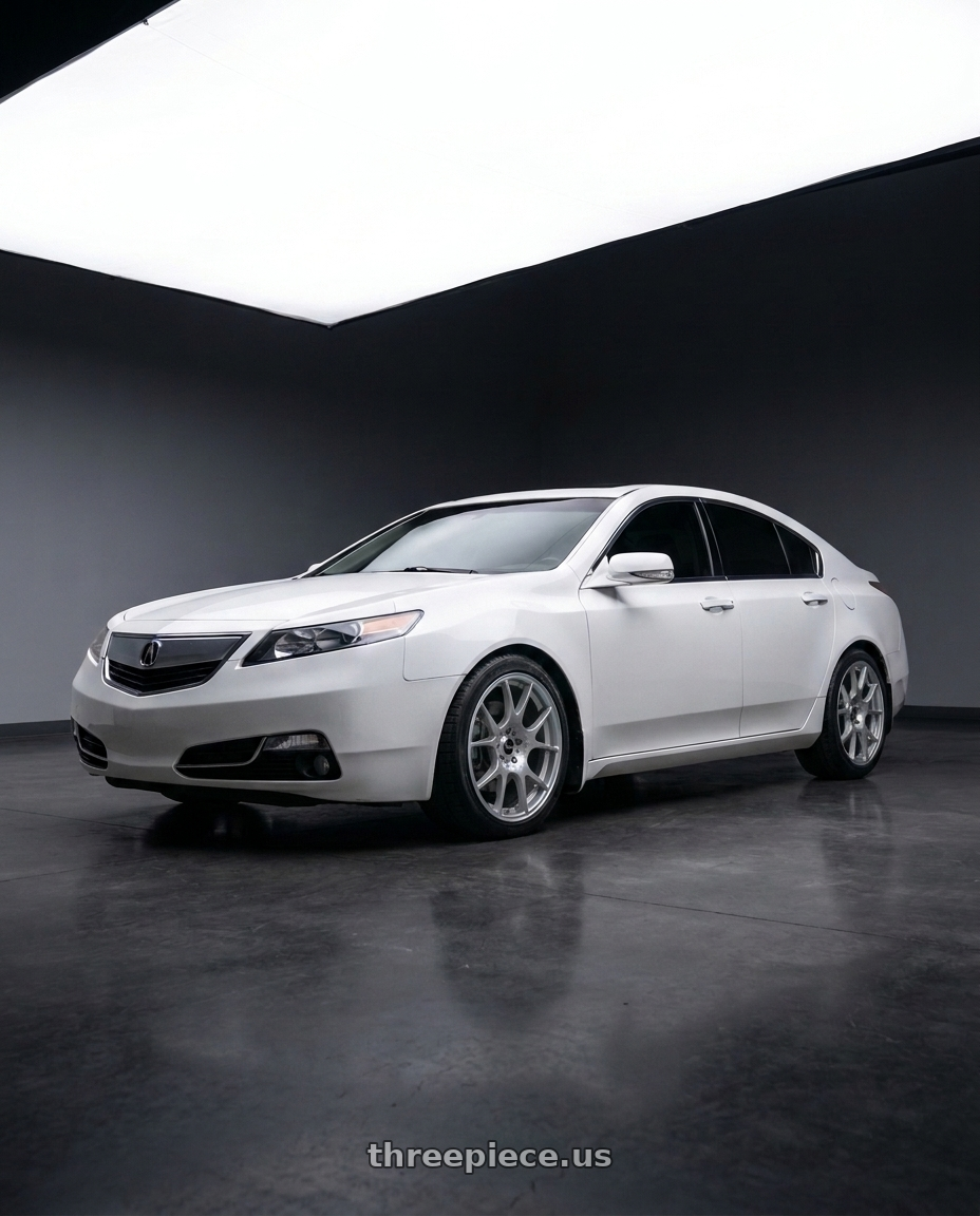 2012 Acura TL SH-AWD with Vors TR14 5x120 19x8.5 +35 Silver w Machined Ring wheels