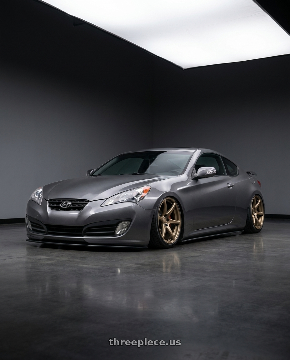 2014 Hyundai Genesis Coupe with Kansei K11B Tandem 5x114.3 19x10.5 22 Bronze wheels
