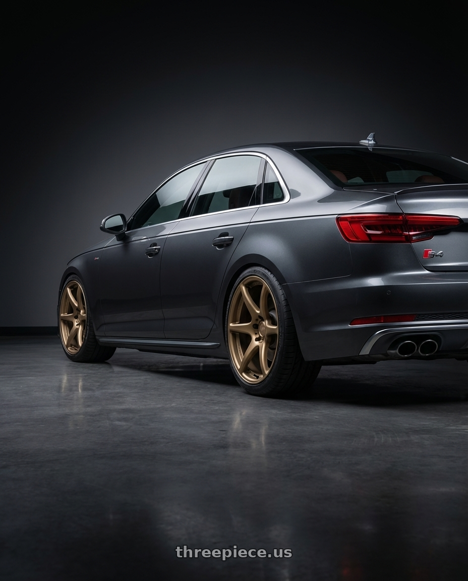 2023 Audi S4 B9 with Kansei K11B Tandem 5X112 19x10.5 22 Bronze wheels rear three quarter view square tires