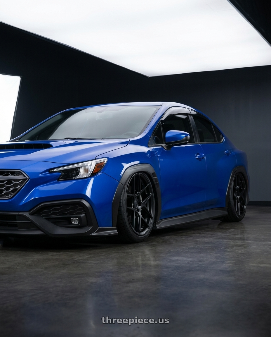 2024 Subaru WRX with Aodhan AFF2 5x114.3 19x9.5+35 Matte Black wheels front three quarter view stanced stance