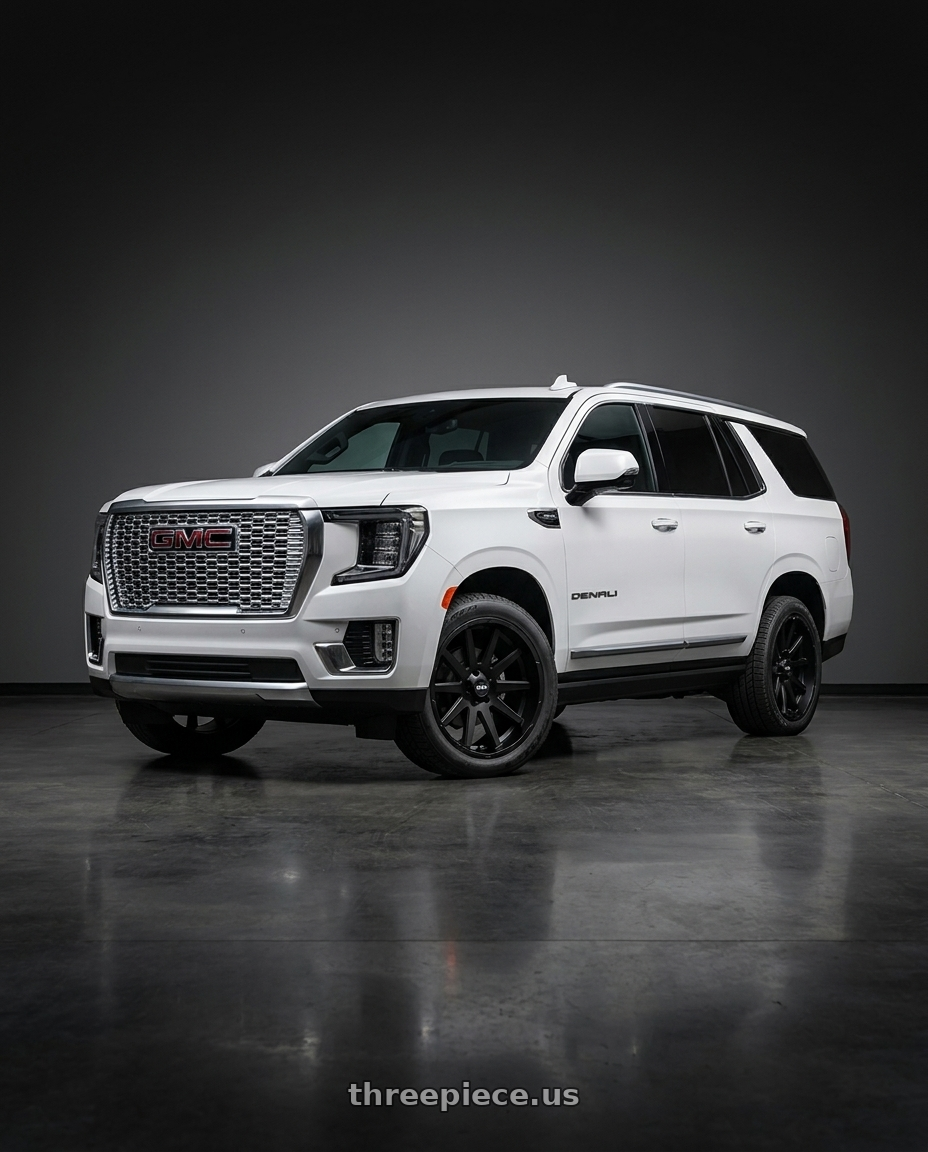 2021 GMC Yukon Denali with Ion Type 143 6x139.7 20x9+0 Matte Black wheels
