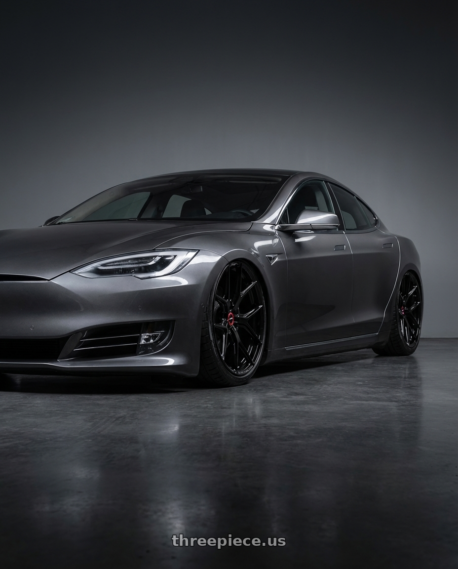 2018 Tesla Model S with Vossen HF-5 21x12 / 5x120 / ET52 / Deep Face / 72.56 - Gloss Black Wheel - HF5-1B36 wheels