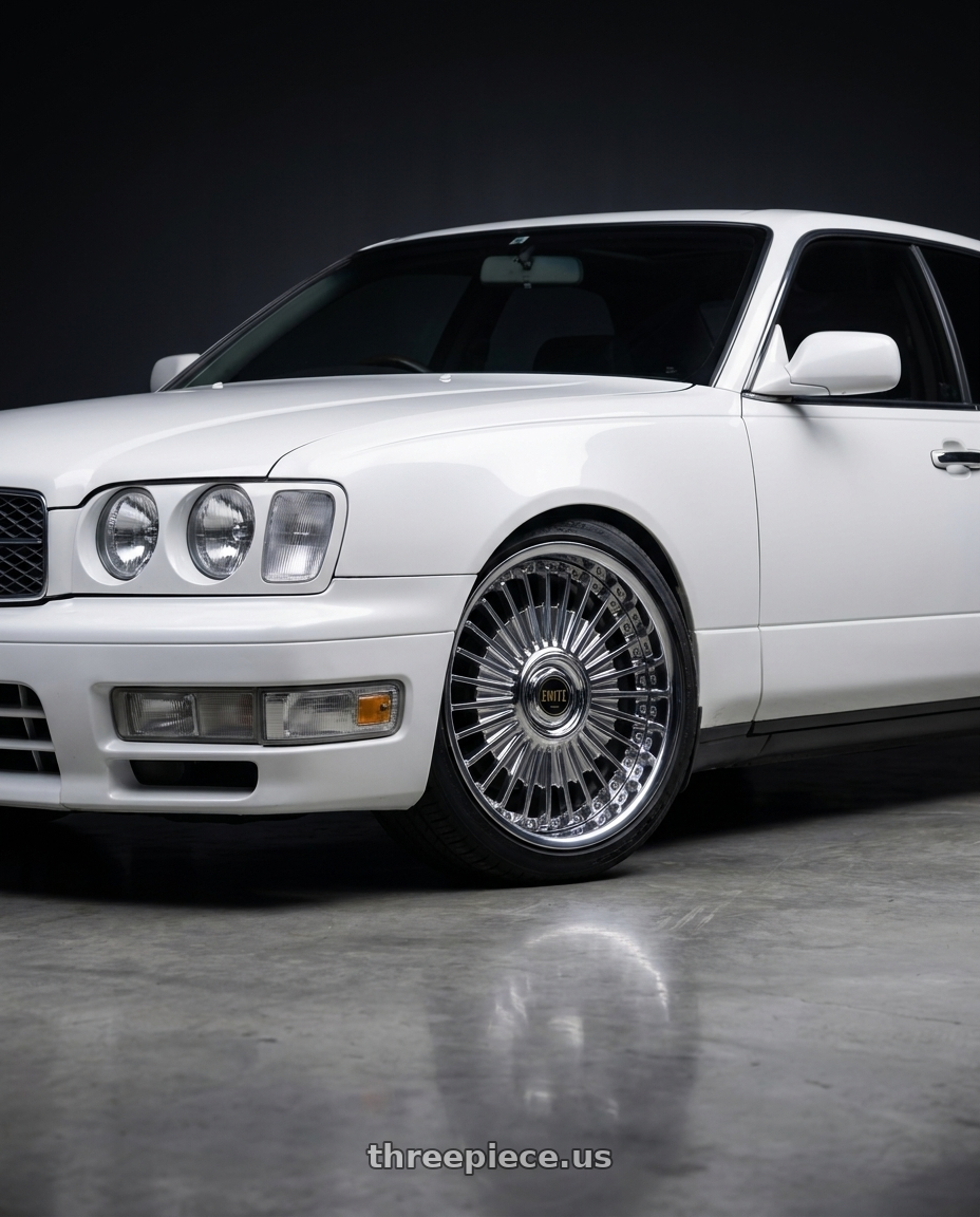 1996 Nissan Gloria with Work Emitz Chrome 5x114.3 19x8.5 +18 wheels