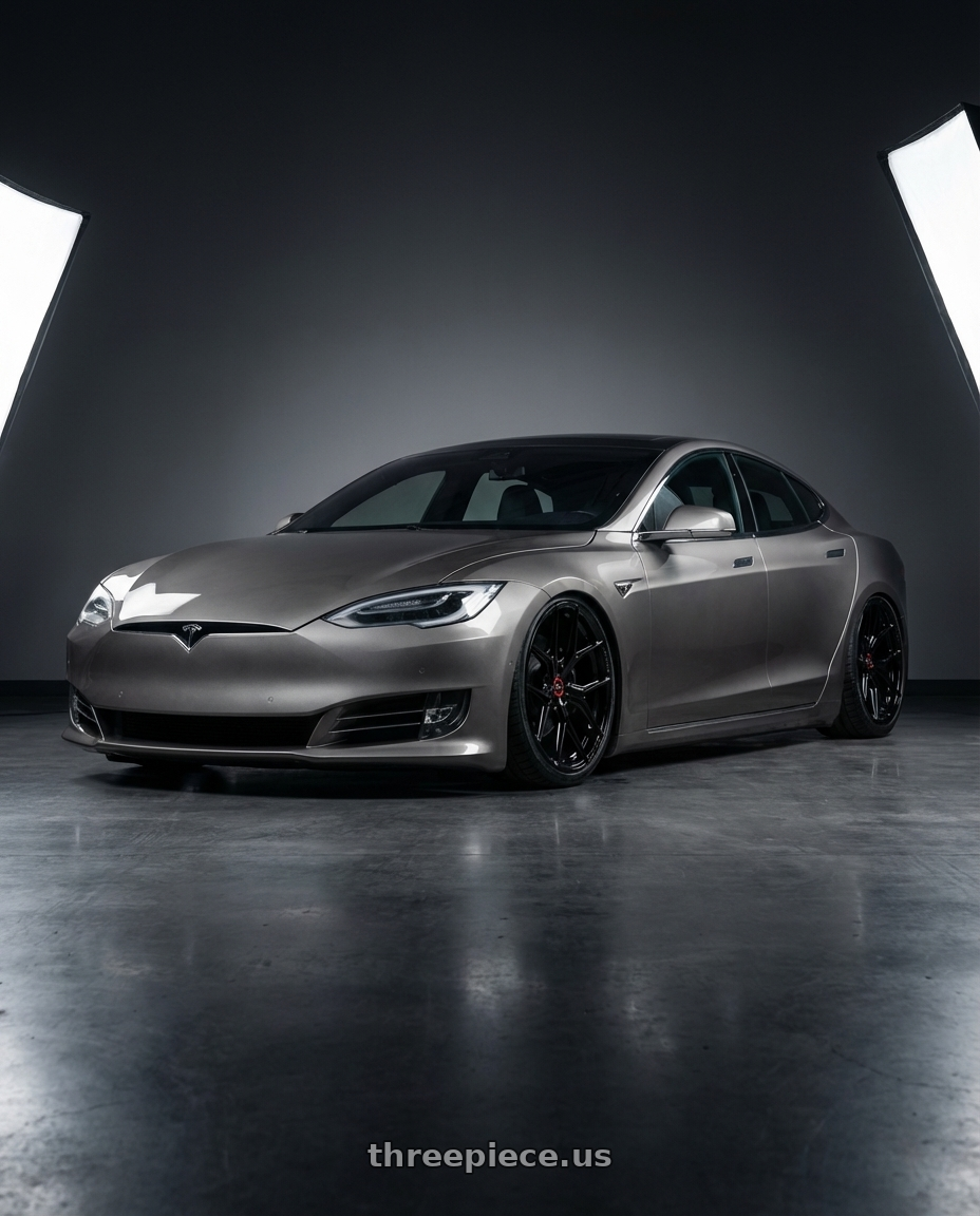 2018 Tesla Model S with Vossen HF-5 21x12 / 5x120 / ET52 / Deep Face / 72.56 - Gloss Black Wheel - HF5-1B36 wheels